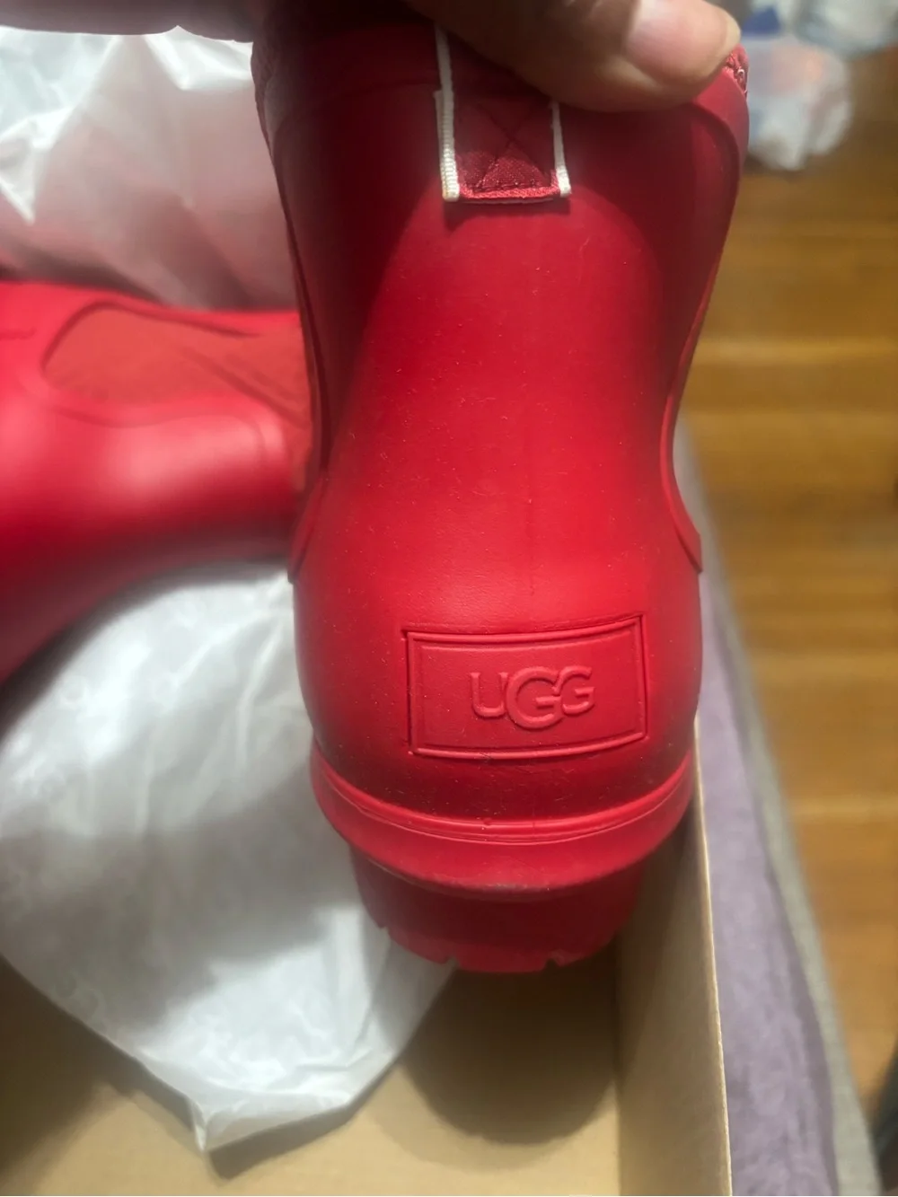 UGG Bright Red Rugged Sole Rain Boots